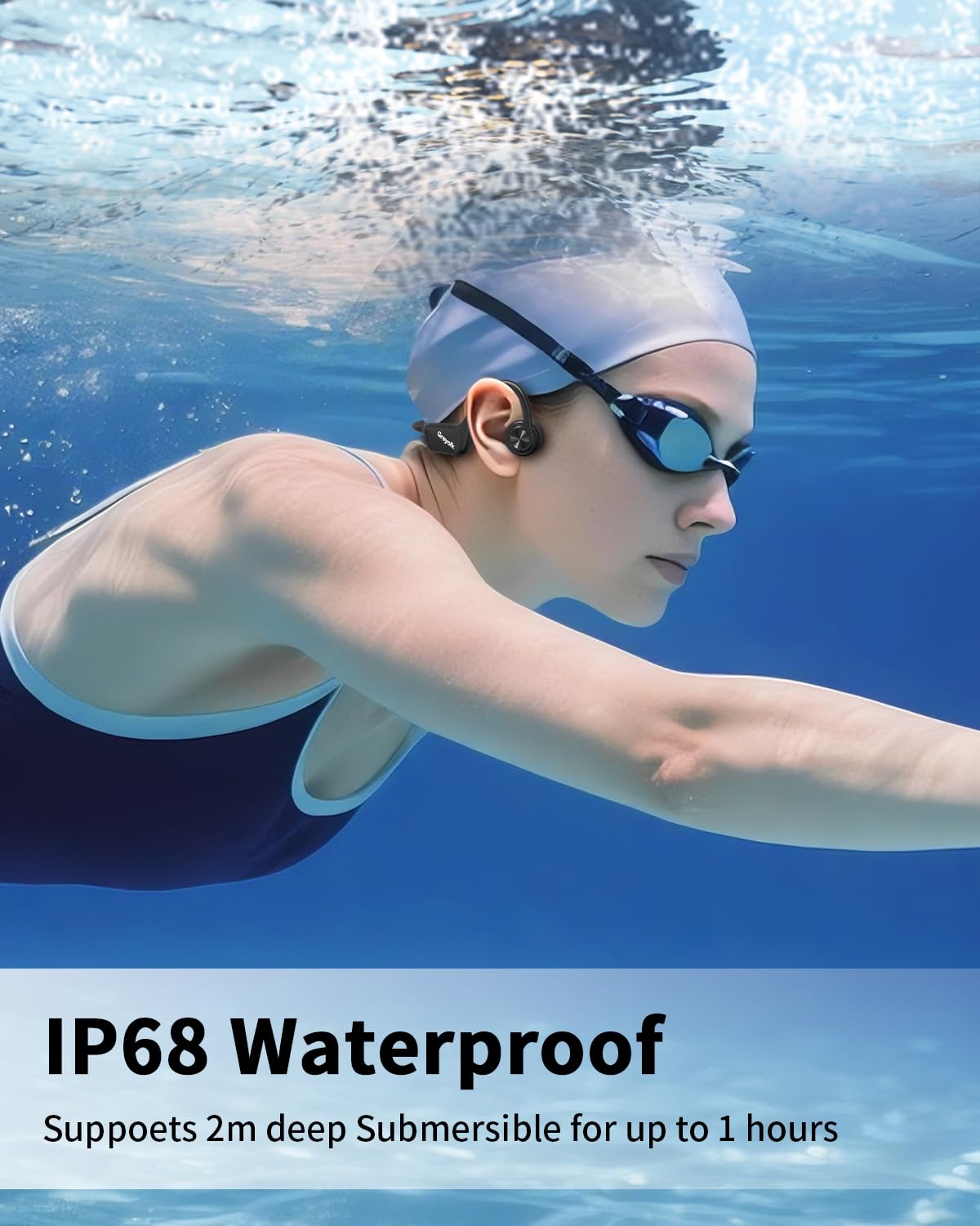 Cuffie da nuoto Bluetooth 5.4 – Cuffie subacquee a conduzione ossea, impermeabili IP68, auricolari aperti con microfono, 32 GB di memoria lettore MP3 per nuoto, corsa