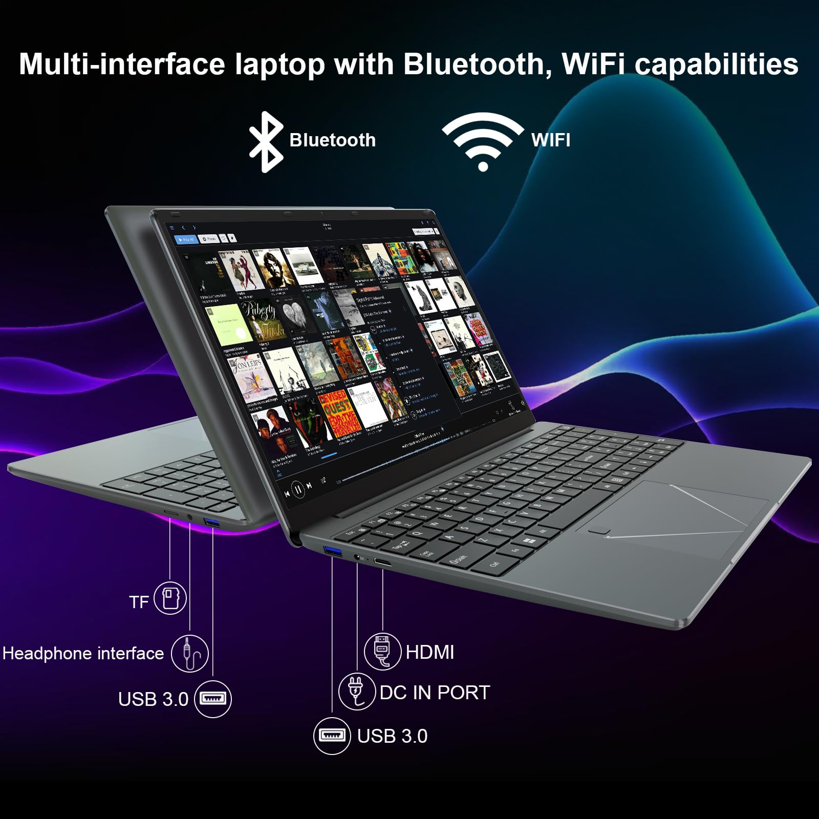 PINSTONE Ordinateur Portable 15,6 Pouces, PC Portable Celeron N5095 | 16 Go RAM 512 Go SSD, Écran Full HD, Lecteur d’empreintes, HDMI, WiFi 5, Bluetooth, pour Bureau et Études