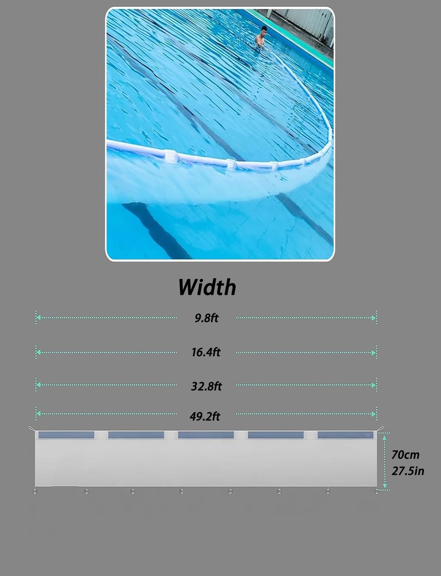 Ce Grand Filet de Piscine de 300, 500, 1000 ou 1500 cm de Large est idéal pour Le Nettoyage des piscines extérieures. Il Permet d'éliminer Les Feuilles, Les huiles et Les Graisses, Ainsi Que