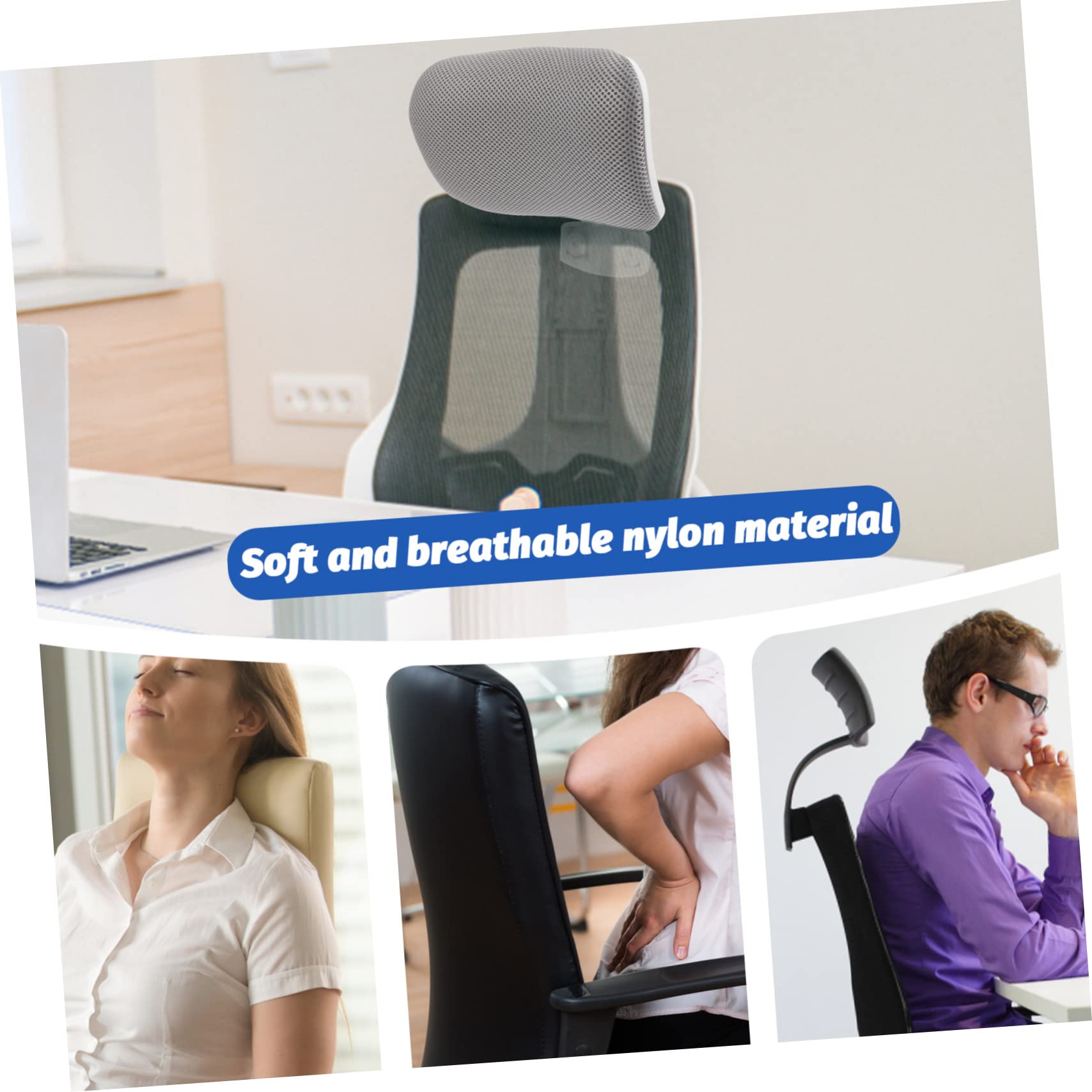 Hemobllo Reposacabezas de Silla de Oficina Ajustable Estructura Ergonómica y Material de Malla para Aliviar el Dolor de Cuello en Oficina y Hogar