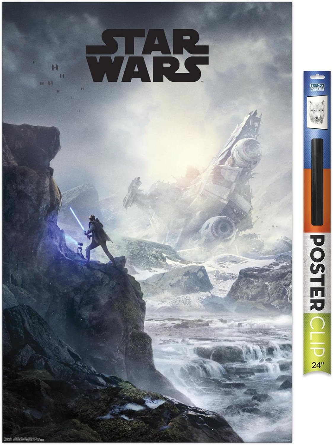 Trends International Star Wars: Jedi Fallen Order - Cliffside Key Art Wall Poster, 14.725" x 22.375", Black Framed Version