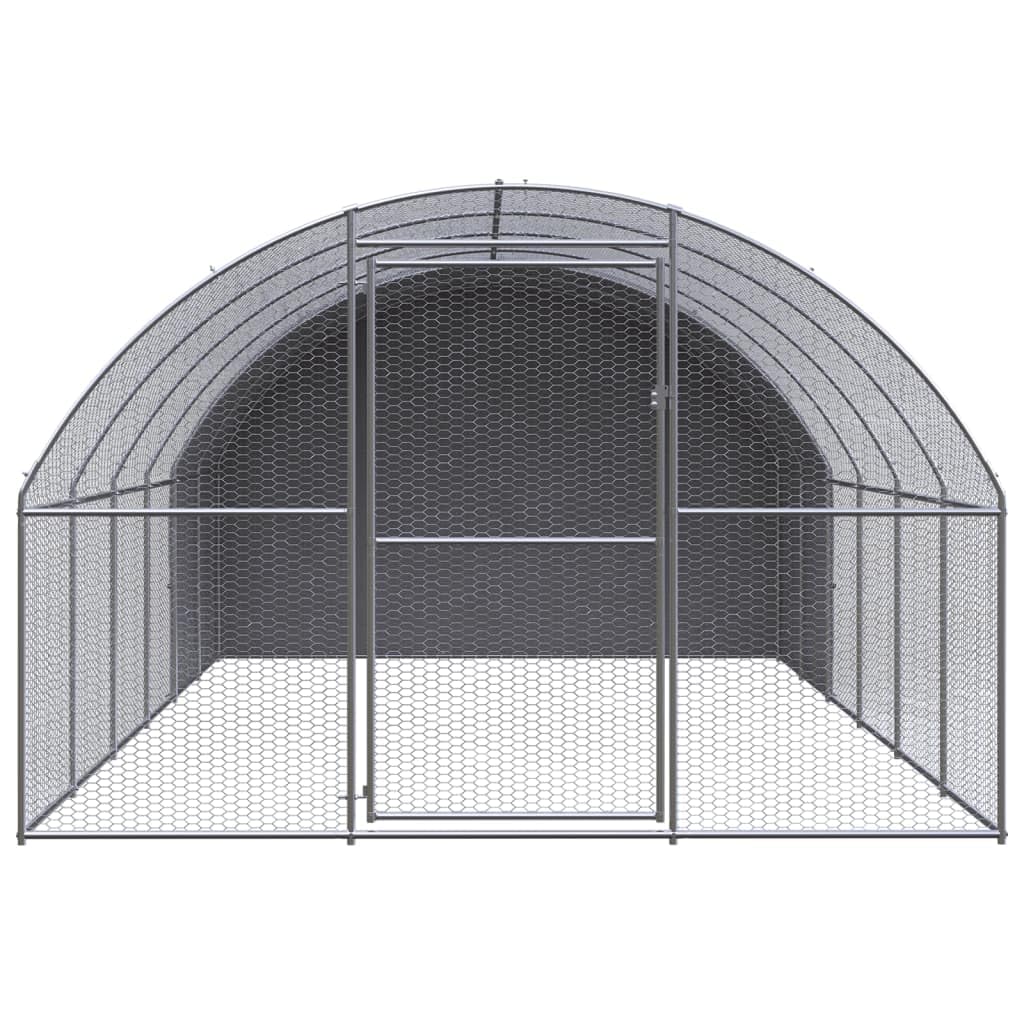 Gallinero para exteriores de acero galvanizado, 3 x 6 x 2 m, con techo para aves de corral, gallinas, patos y animales pequeños, cercado estable con malla de alambre para jardín