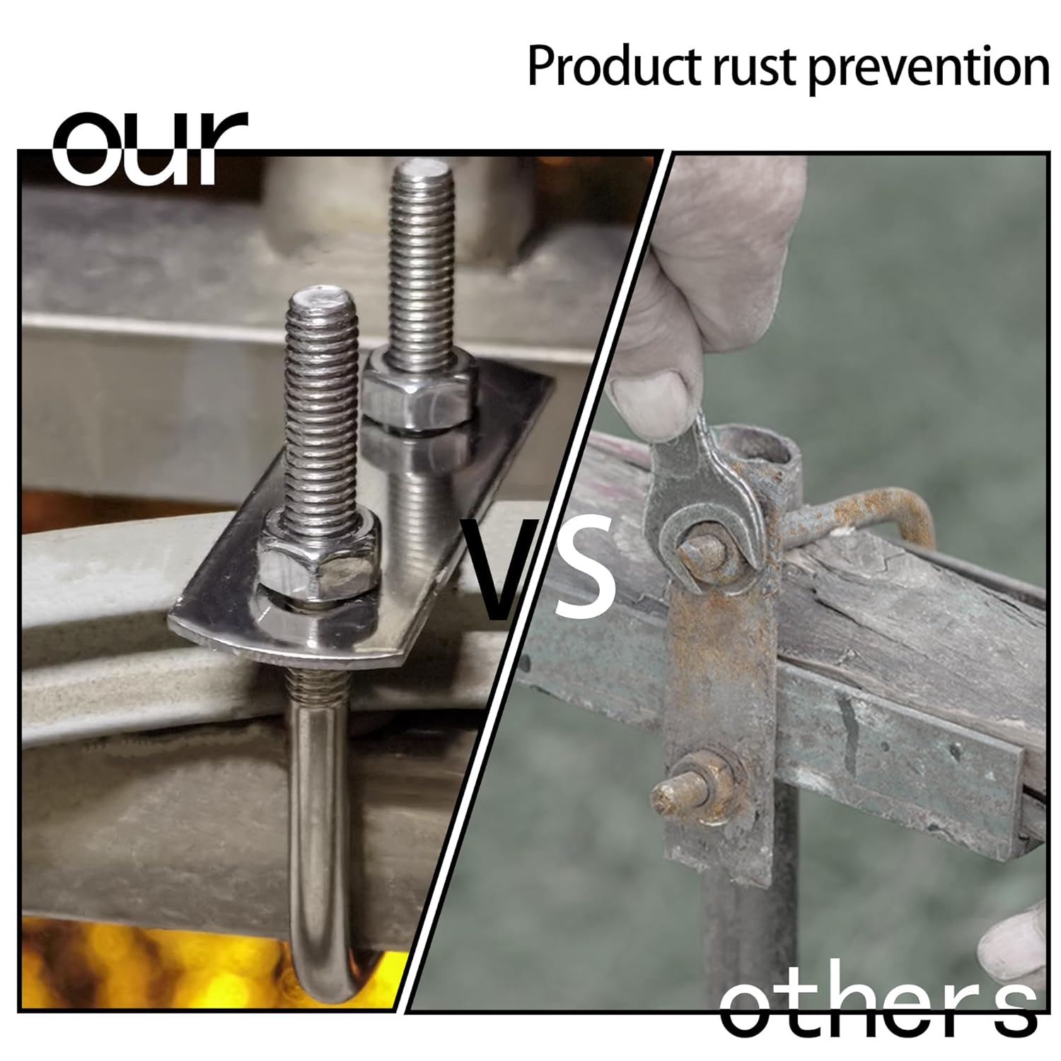 4Packs Square U-Bolt, Stainless Steel Square Bend U Bolts with Nuts and Frame Plate for for Boat Trailer Tube, M10*70 * 200mm RectangularU-Bolt for Wood and Metal Objects