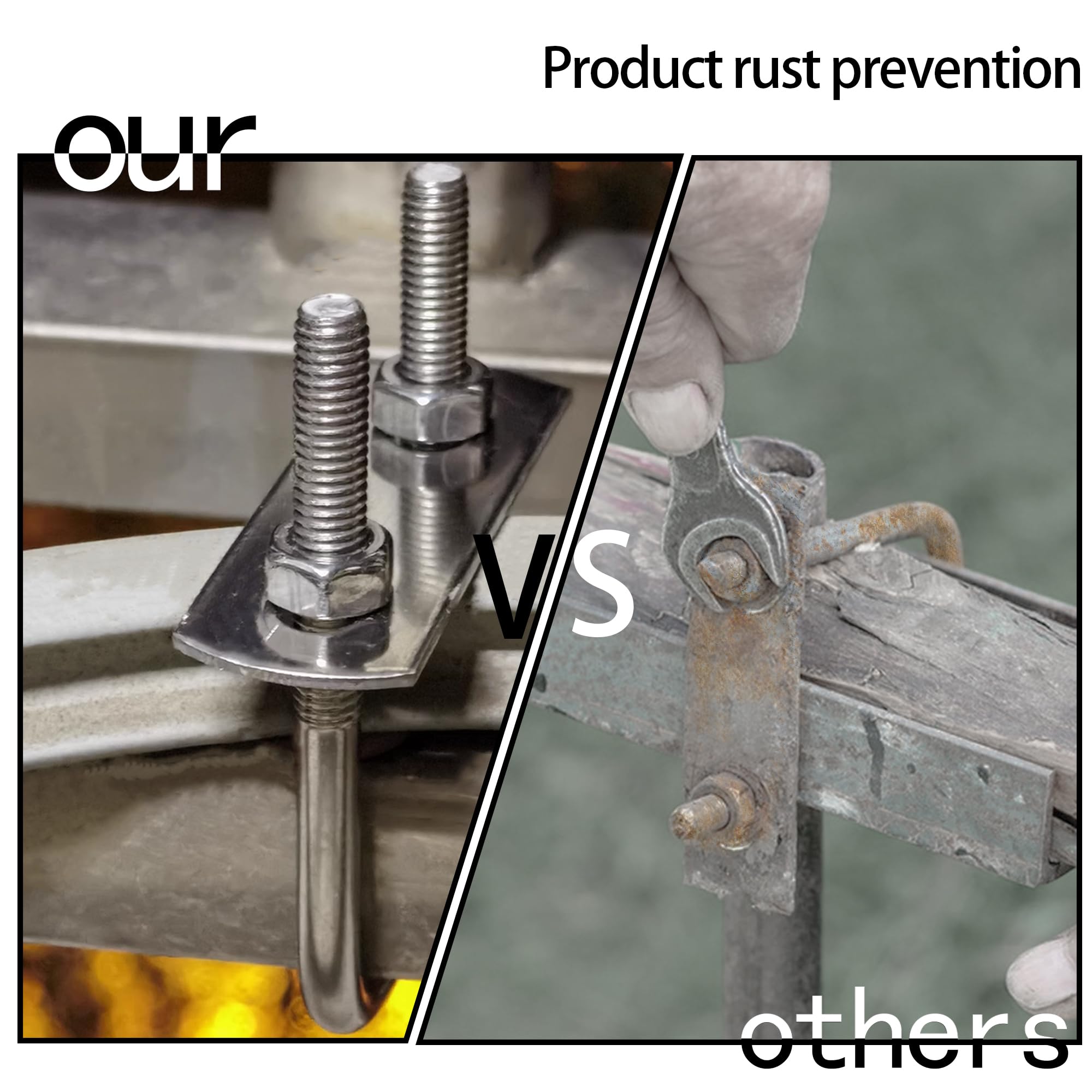 4 Pcs Square U-Bolts - 70x180mm Heavy Duty Stainless Steel With Nuts & Plate