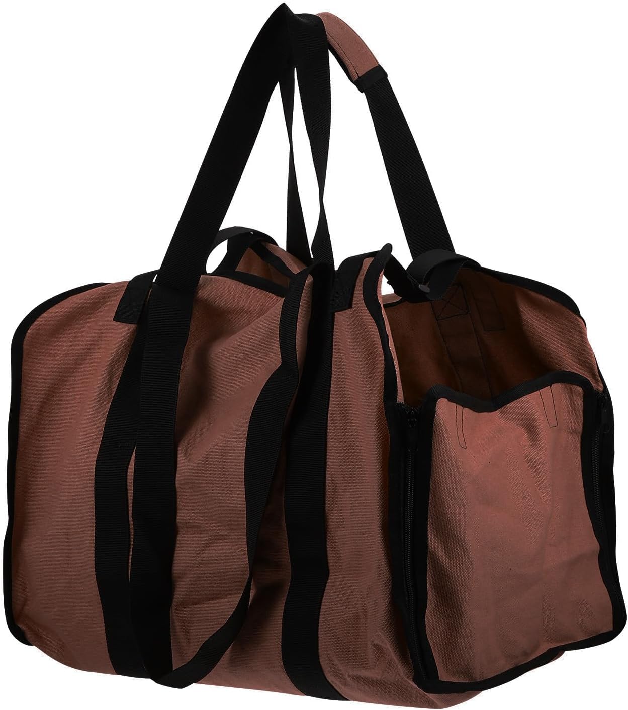 Veemoon Firewood Storage Tote Bag Foldable Wood Carrier Sturdy Canvas Log Organizer with Reinforced Handles for Indoor and Outdoor Fireplace Use