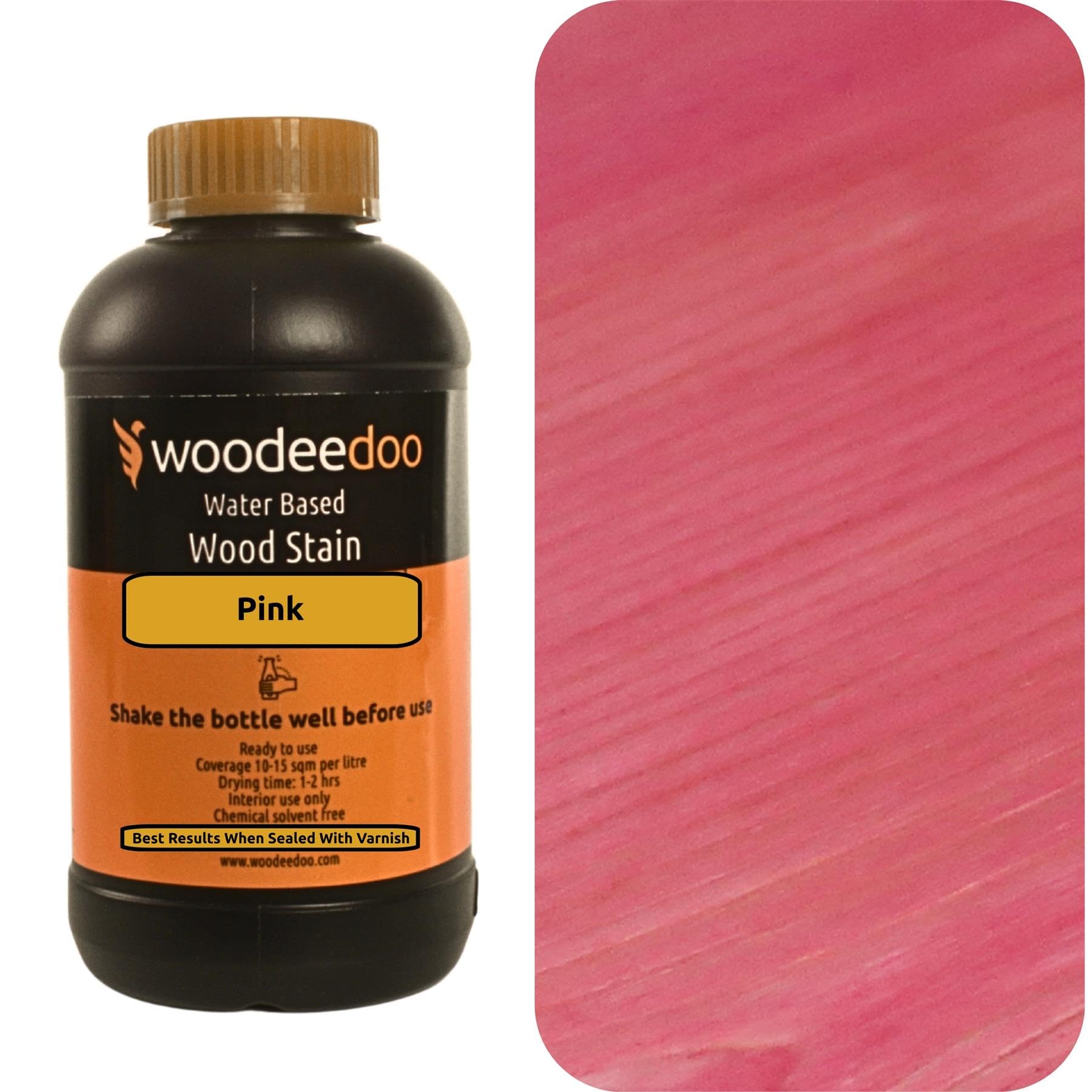 Woodeedoo Pink Water Based Wood Stain | Wood Dye | Ready To Use | Environmentally Friendly | Solvent Free | Odour Free | 200 Ml |