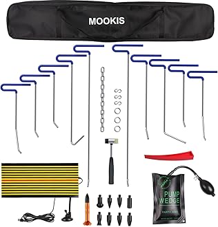 Mookis Dent Removal Rods 31 PCS Dent Repair Tools Kit with 10 Rods, Detection Board, Tap Down Tools for Hail Damage Dent Removal