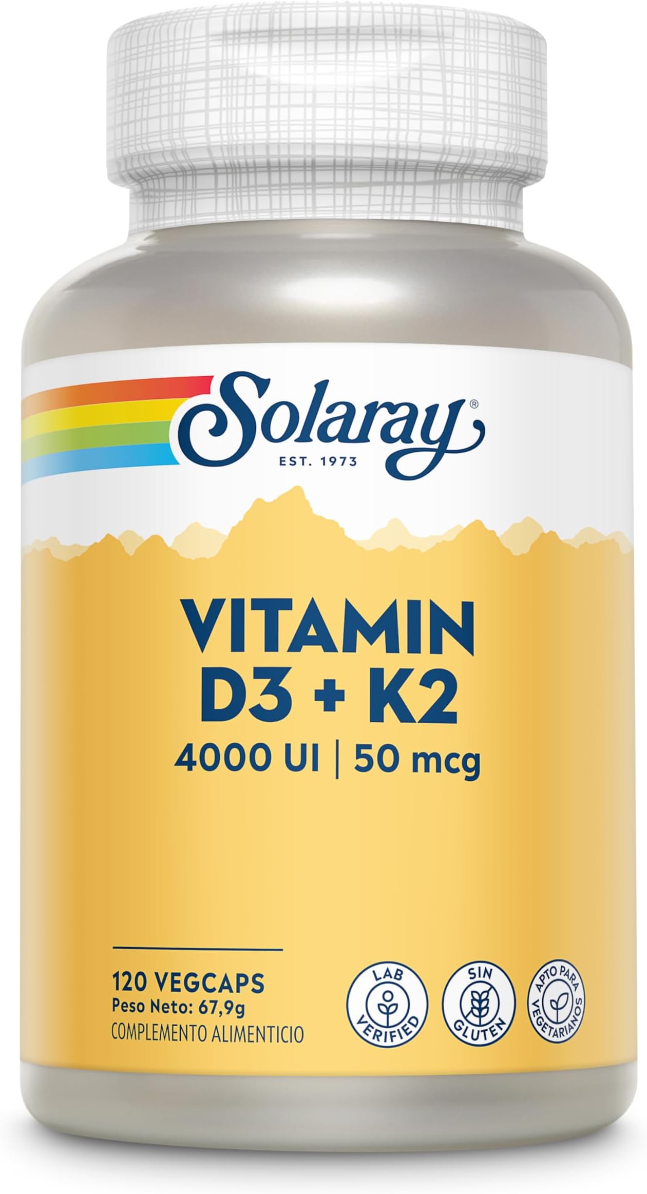 Solaray Vitamin D3 + K2 | D & K Vitamins for Calcium 120 Count