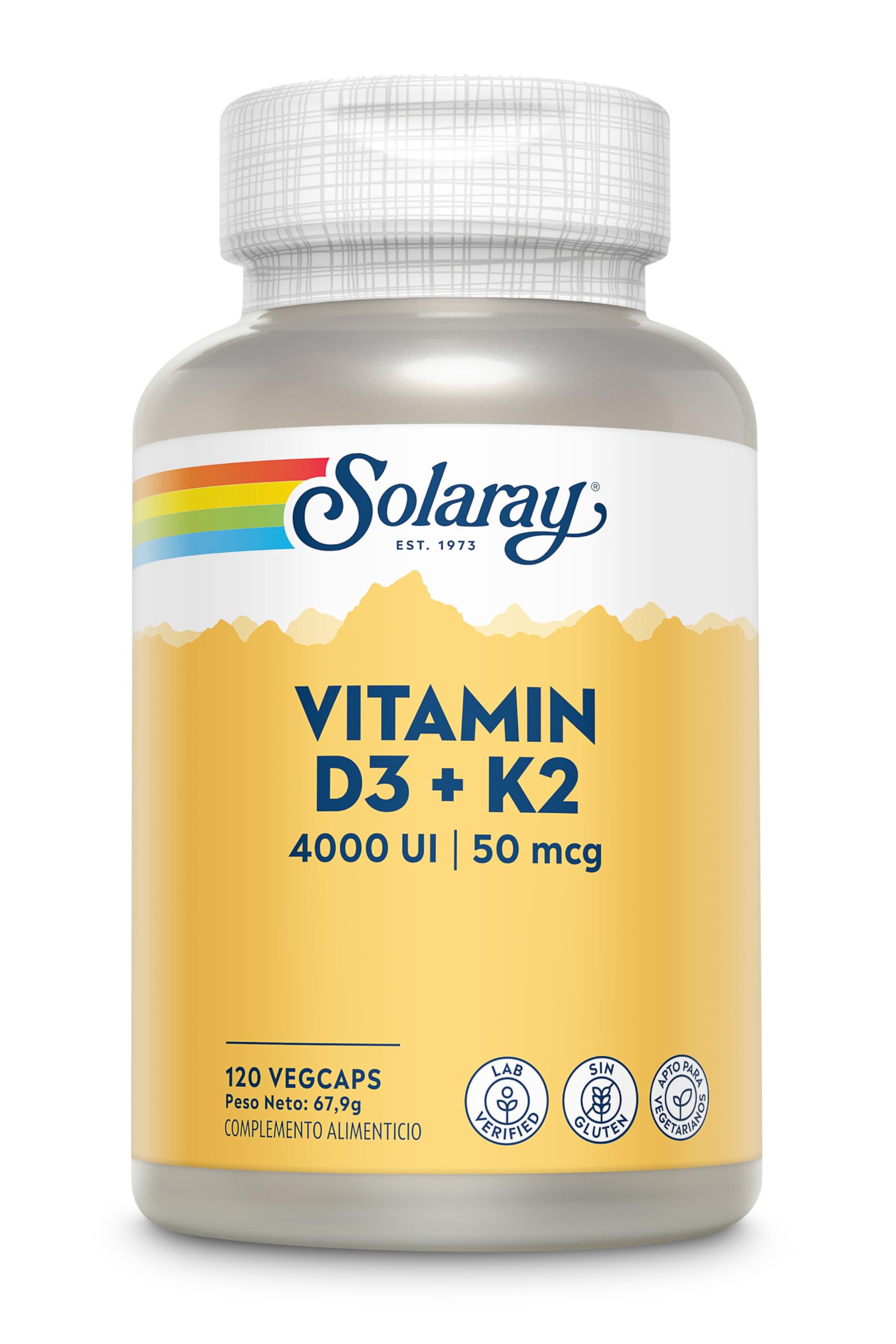 SOLARAY Vitamin D3 + K2 | Vegcaps Es 200 G, Sin Sabor, 120 Unidad