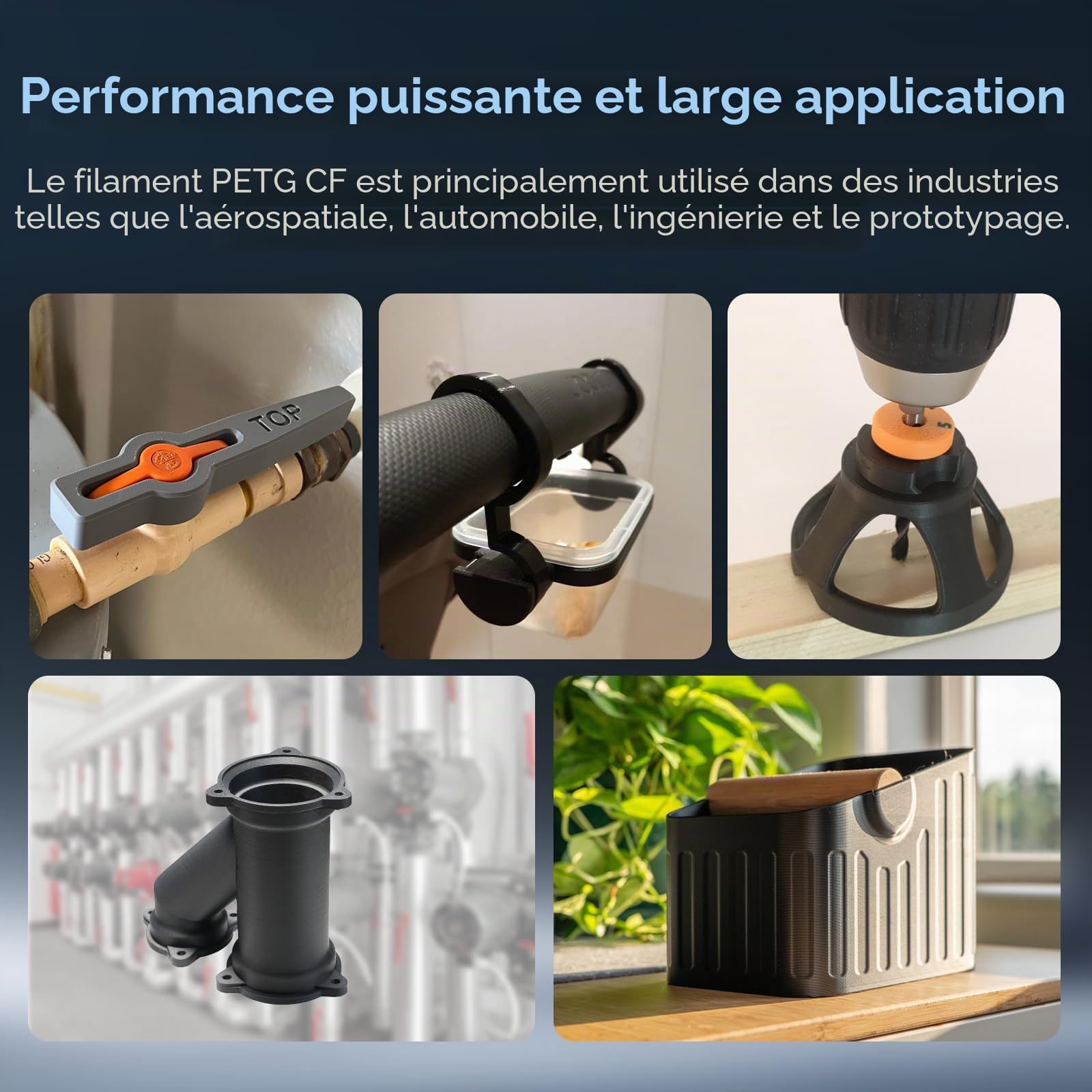 Creality Filament PETG en fibre de carbone - 1,75 mm - Hyper PETG-CF - 8 % de matériau d'impression 3D renforcé de fibre de carbone avec RFID, fibre de carbone PETG - Texture mate - 1 kg