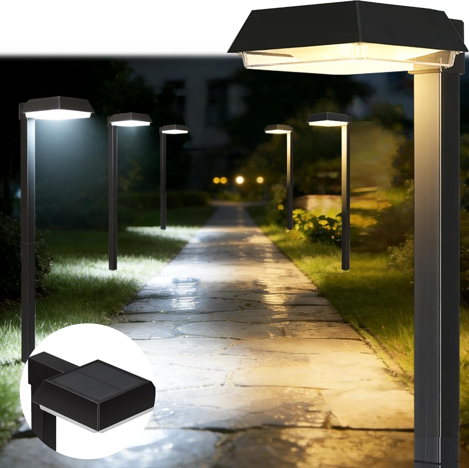 Bobcat Solar Pathway Lights Outdoor Super Bright 300 lumens with 2-in-1 Warm White and Daylight Color Modes, Solar LED Lights Outdoor Waterproof for Path, Sidewalk, Driveway or Walk Way Light(4 Pack)