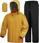 ICreek Costume de pluie imperméable Capuche Rain Gear respirant léger Packable Rain Jacket Pantalons Hommes Femmes pour la randonnée au poisson Golf
