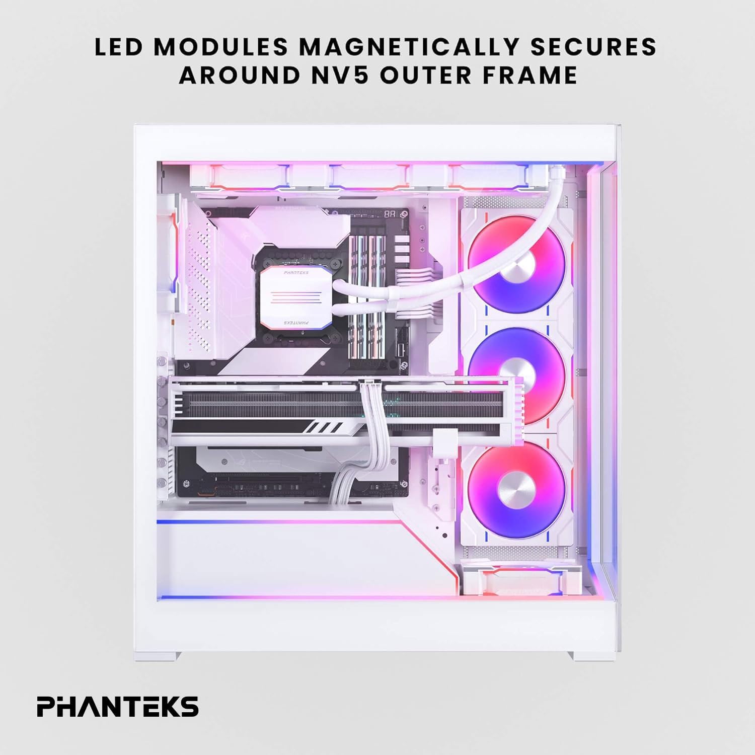 Phanteks (PH-PLEDKT_NV5_DWT01) NV5 Premium DRGB Kit, 3X D/A-RGB LED modules for NV5 Outer Frame, 1x D/A-RGB Motherboard Cable Cover, 1x D/A-RGB Power hub Included, White