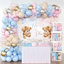 Bear Gender Reveal Balloon Boxes Decorations - 158pcs Pink Blue Balloon ...