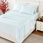 Lane Linen Double Bed Sheets 6pc Set 24" Deep Pocket - White | Cooling Sheets, 2 Bonus Pillowcases, Double Brushed Microfiber, OEKO-TEX Certified, Wrinkle Free