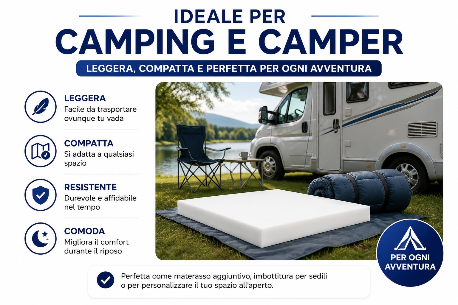 All4All Gommapiuma in Schiuma Poliuretanica RG25/44-120x200x5 cm - Media Densità - Imbottitura per Divano e Materasso