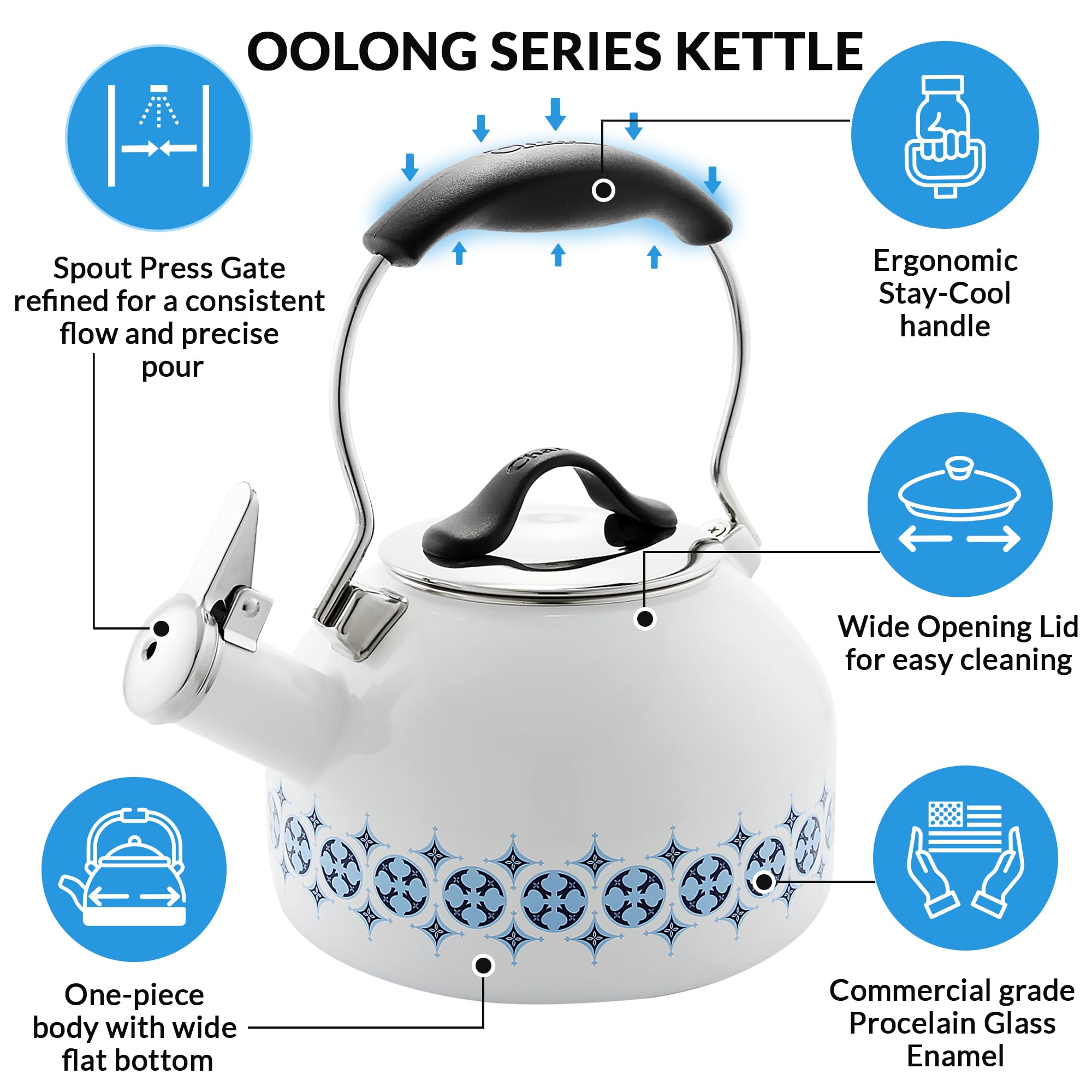 Chantal 1.8 Quart Oolong Enamel On Steel Whistling Tea Kettle