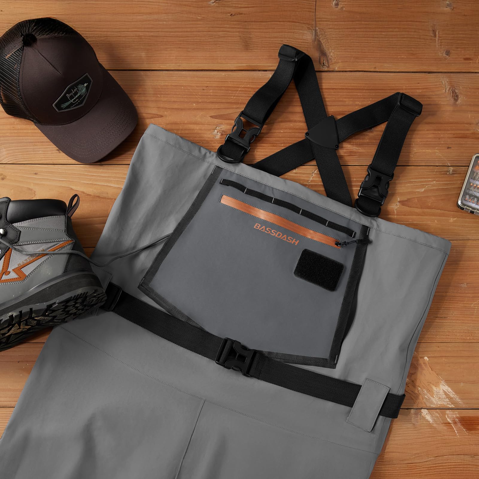Bassdash Flex Hommes Cuissardes en Nylon Respirant Imperméables Pêche à la Mouche Pieds de Chasse Légers