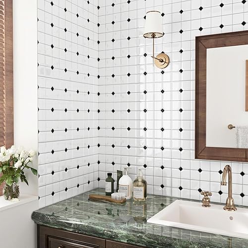 Miniatura 2 de Azulejos 3D de despegar y pegar Subway Backsplash de 10 hojas para cocina, 12 x 12 pulgadas, azulejos de pared autoadhesivos 3D cuadrados blancos