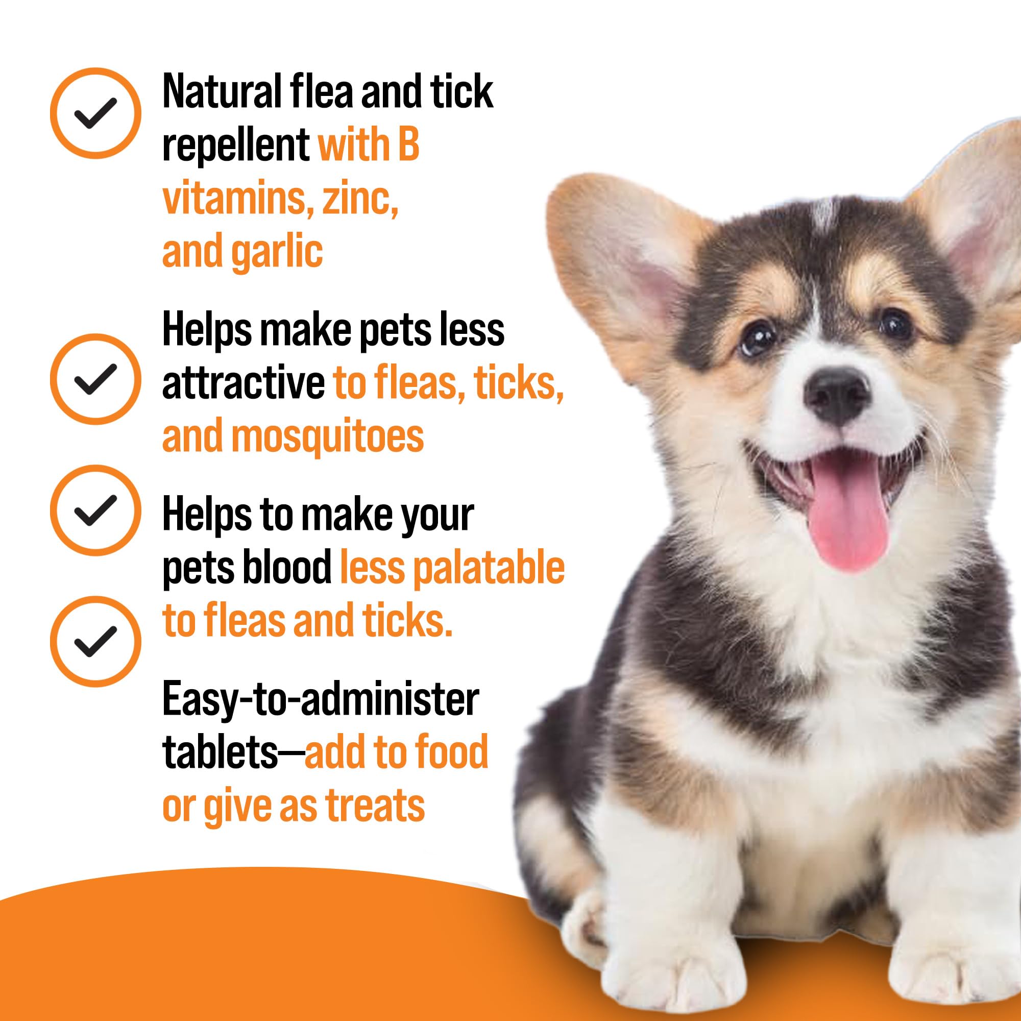 VETIQ Tabletas Flea-Guard para Gatos y Perros, un Repelente Natural Que Mantiene a Las Mascotas Libres de pulgas, garrapatas y Mosquitos, Contiene levadura, Zinc, vitaminas B y ajo, 90 tabletas