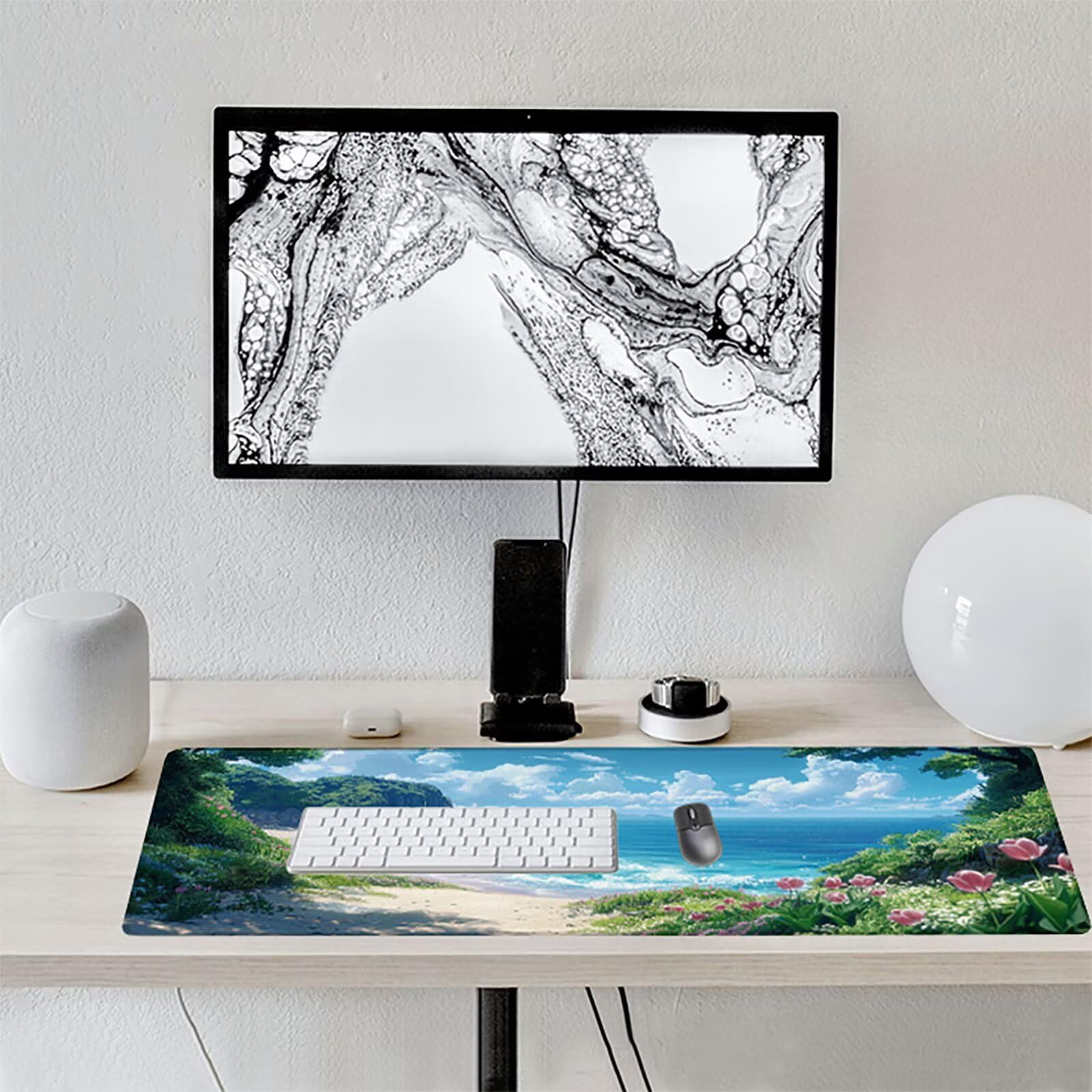 Playa Alfombrilla Ratón Gaming XXL 1500 x 800 mm, Alfombrilla Gaming Azul Mousepad con Base de Goma Antideslizante, Impermeable Desk Mat para Teclado y Raton, Accesorios Gaming, Regalos de Hombre 2-1