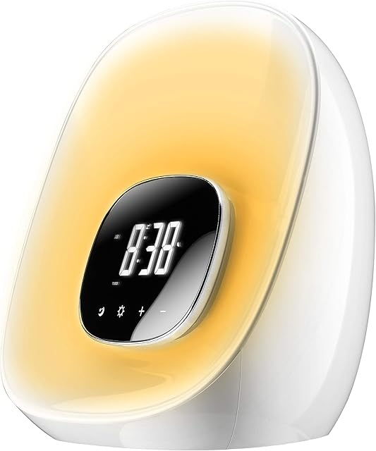 Groov-e Light Curve Touch Control FM Radio Alarm Clock with LED Lamp Wake-Up Light & Snooze-White, Medium