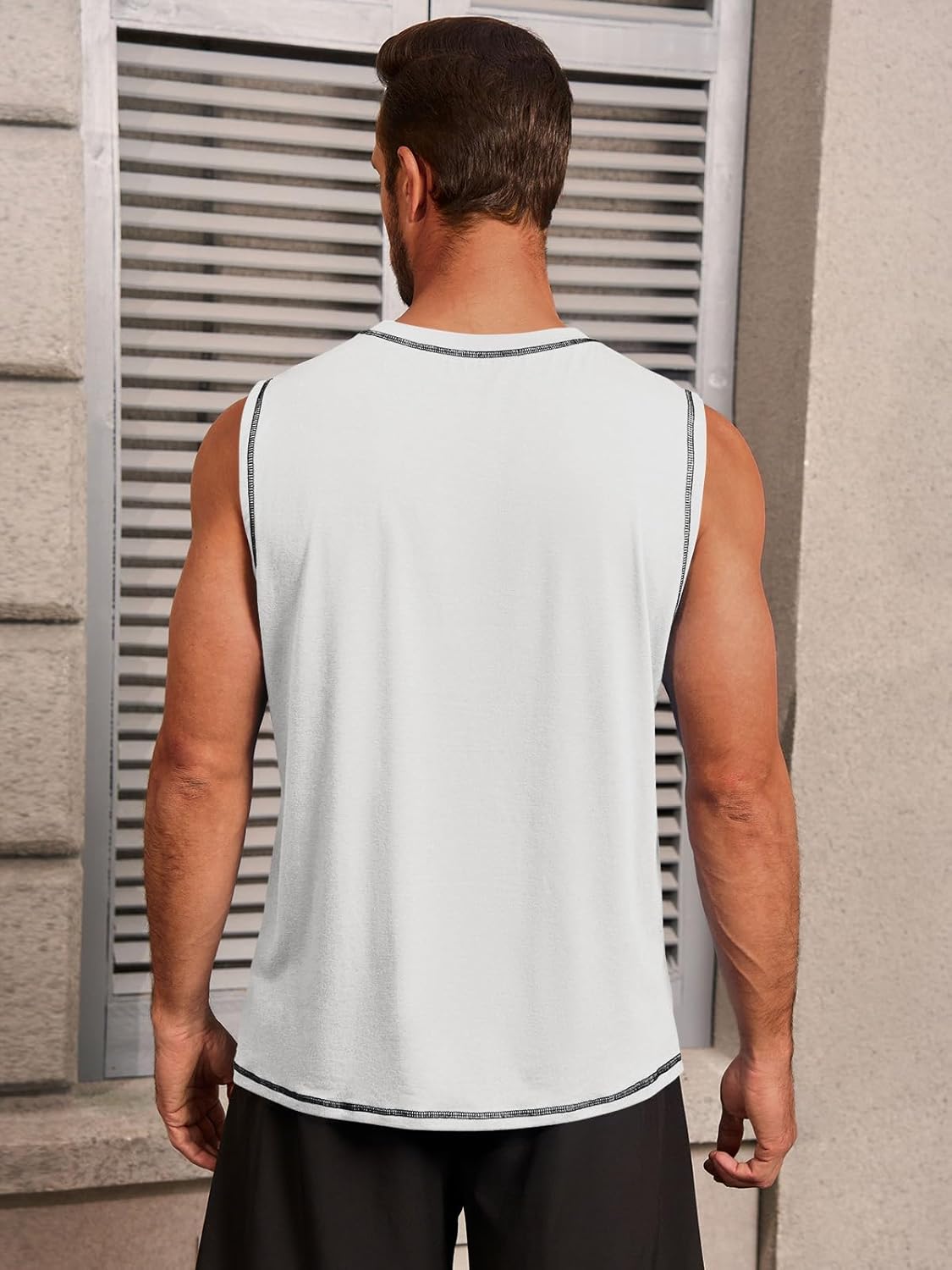 Runcati Mens Workout Tank Tops Sleeveless Casual Crewneck Beach T Shirt Muscle Athletic Gym Running Tee - Image 3