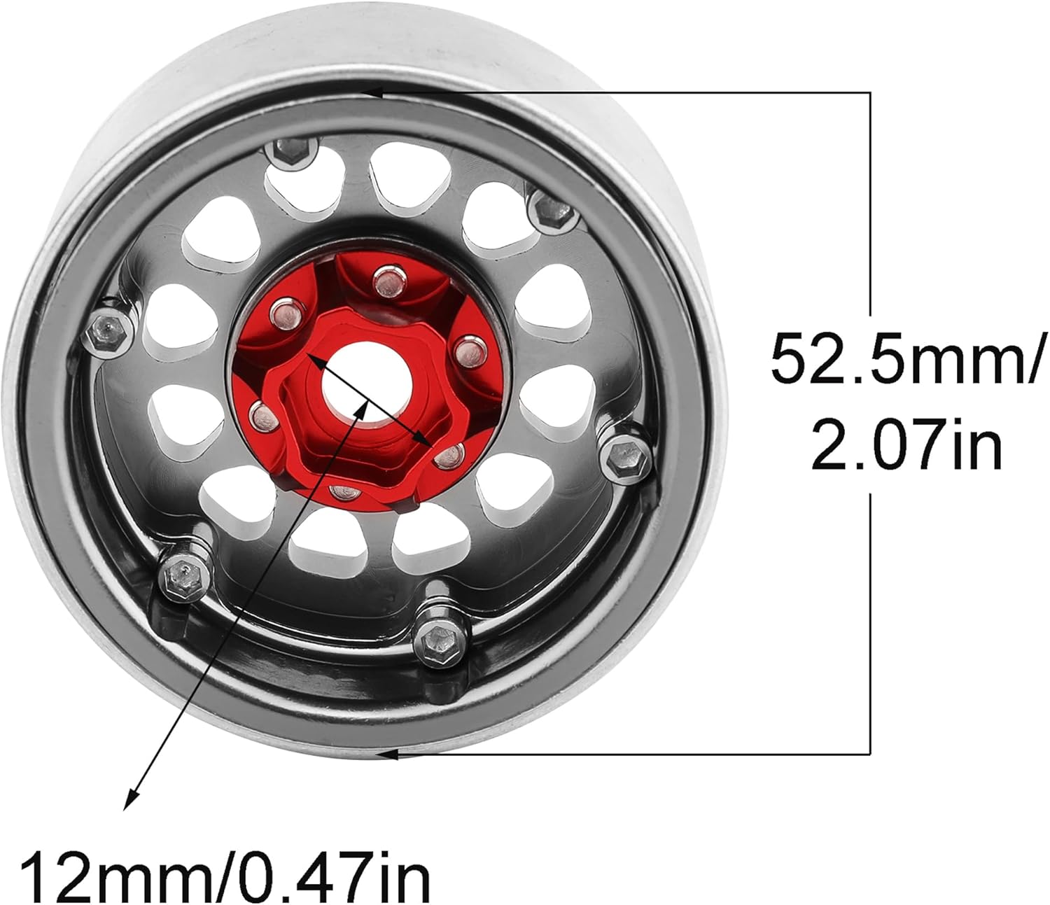 Aluminum 1.9 Beadlock Wheels Rims for 1/10 RC Crawler Axial SCX10 I II III Capra TRX4 TRX6 VS4-10 Gen8 MST CFX Upgrades Parts (Silver-Titanium)
