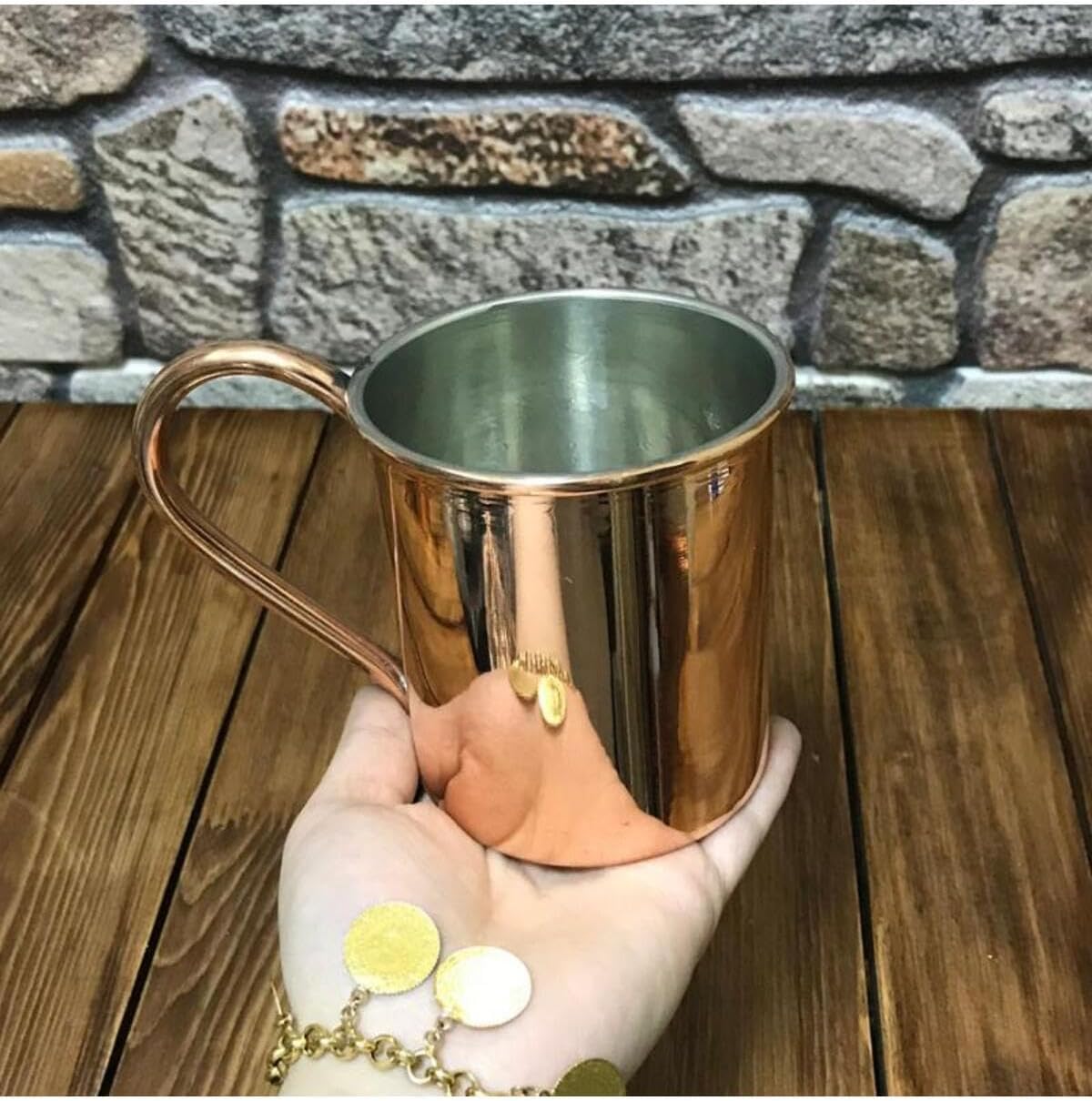 SODEF Copper Mug Cocktail Glass 15.2 fl oz Handcrafted Metal Drinking Cup for Moscow Mule, Iced Tea, Beer, Water, Hand Wash Only - Copper, One Size