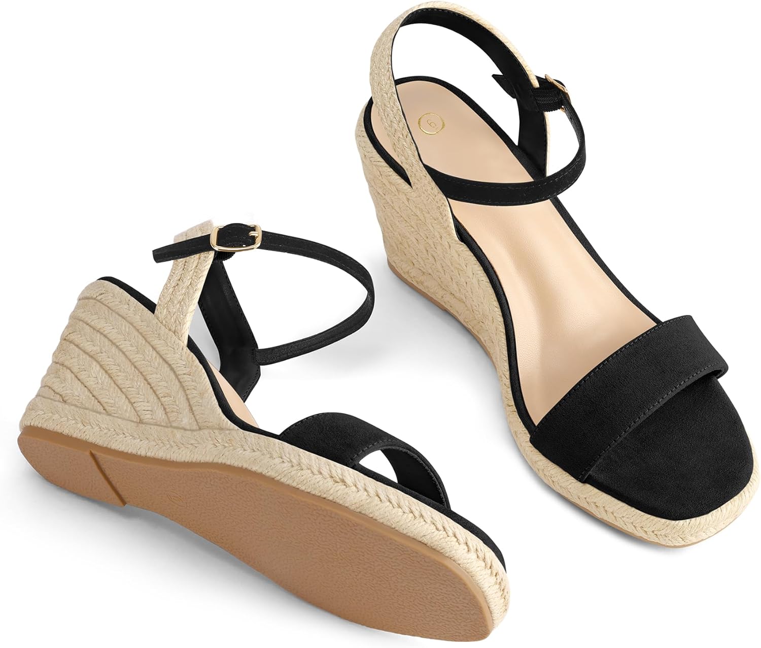 mysoft Women's Platform Espadrille Wedge Sandals Square Open Toe Ankle Strap Buckle Casual Summer Dressy Sandals - Image 4