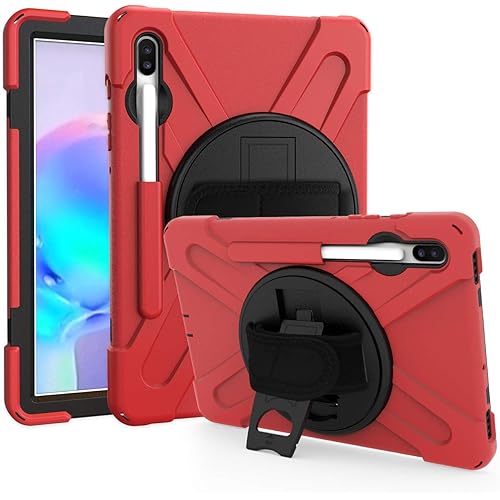 Galaxy Tab S6 10.5 T860 Case, KIQ Heavy Duty Military Shockproof Shield Cover Rugged Case for Samsung Galaxy Tab S6 10.5-inch SM-T860 (Shield Red)