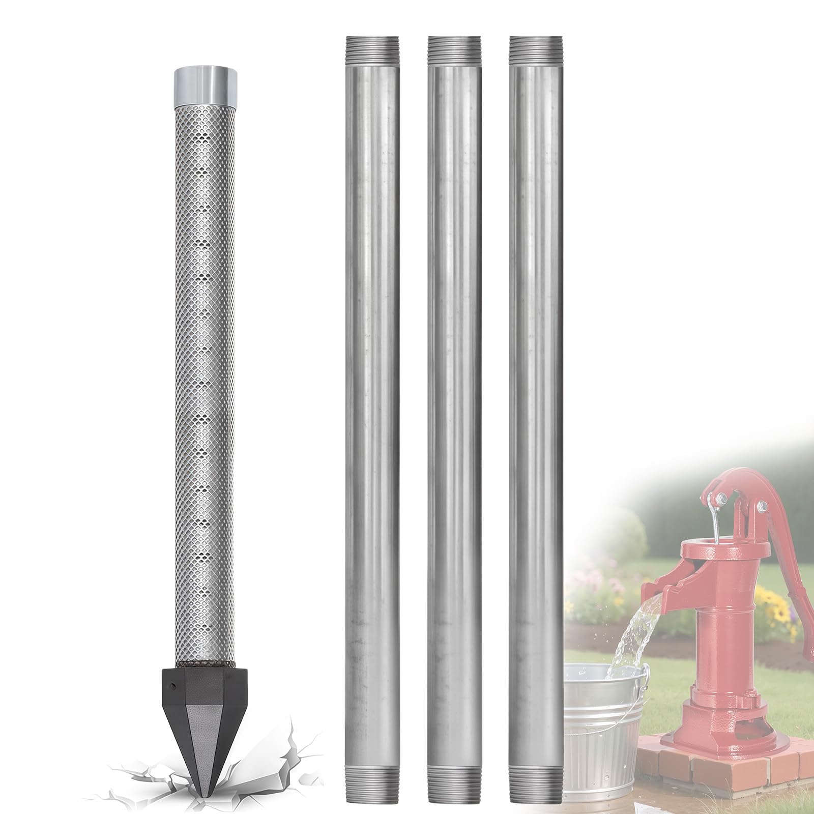 Bangbangji Multicolor Well Drive Point Kit, 60 Mesh, For Backyard Wells 3+1Kit-4M