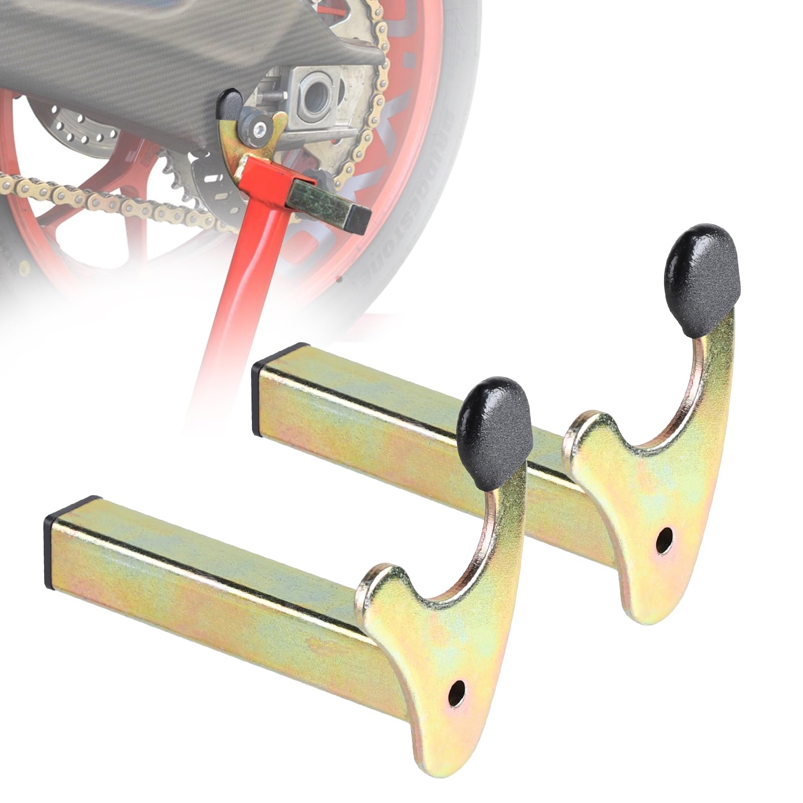 EFUTURETIME 2 Piezas Adaptadores para Caballete Trasero de Moto Universal, Soporte de Basculante de Moto 20 X 20 X 118 mm, Mantenimiento de Garaje, Limpieza de Moto, Forma de U