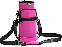 Vista 21 de Bolsa para botella de agua Nuovoware, soporte para botella de agua de 25oz/40oz/64oz, correa de mano ajustable, 2 bolsillos de neopreno, accesorios