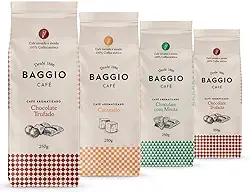 Café Em Pó Baggio, 4 Pacotes, 1.000g, Chocolate Trufado, Menta e Caramelo, Café Moído Aromatizado