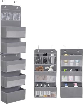 Hanging Organizer, Removable Door Hanging Organizer with 5 Layers Storage, Door Organizers with 4 Hooks, Fabric Hanging Organizers for Bedrooms Kids Rooms