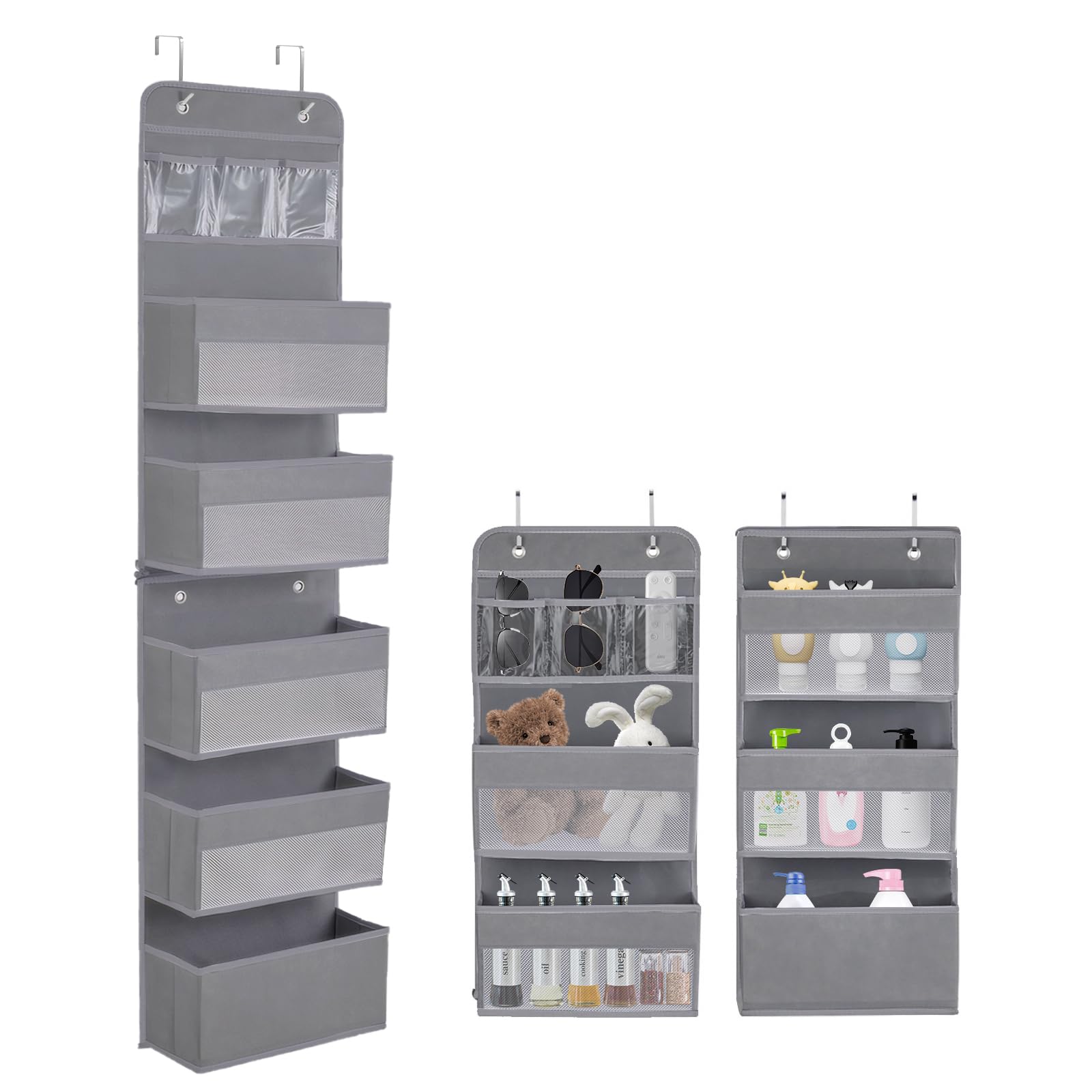 Organizer wiszący, wyjmowany wiszący organizer na drzwi z 5 kieszeniami na drzwi z 4 haczykami, wiszący organizer z materiału do zawieszenia na futrynie drzwi, sypialni, pokoju dziecięcego,