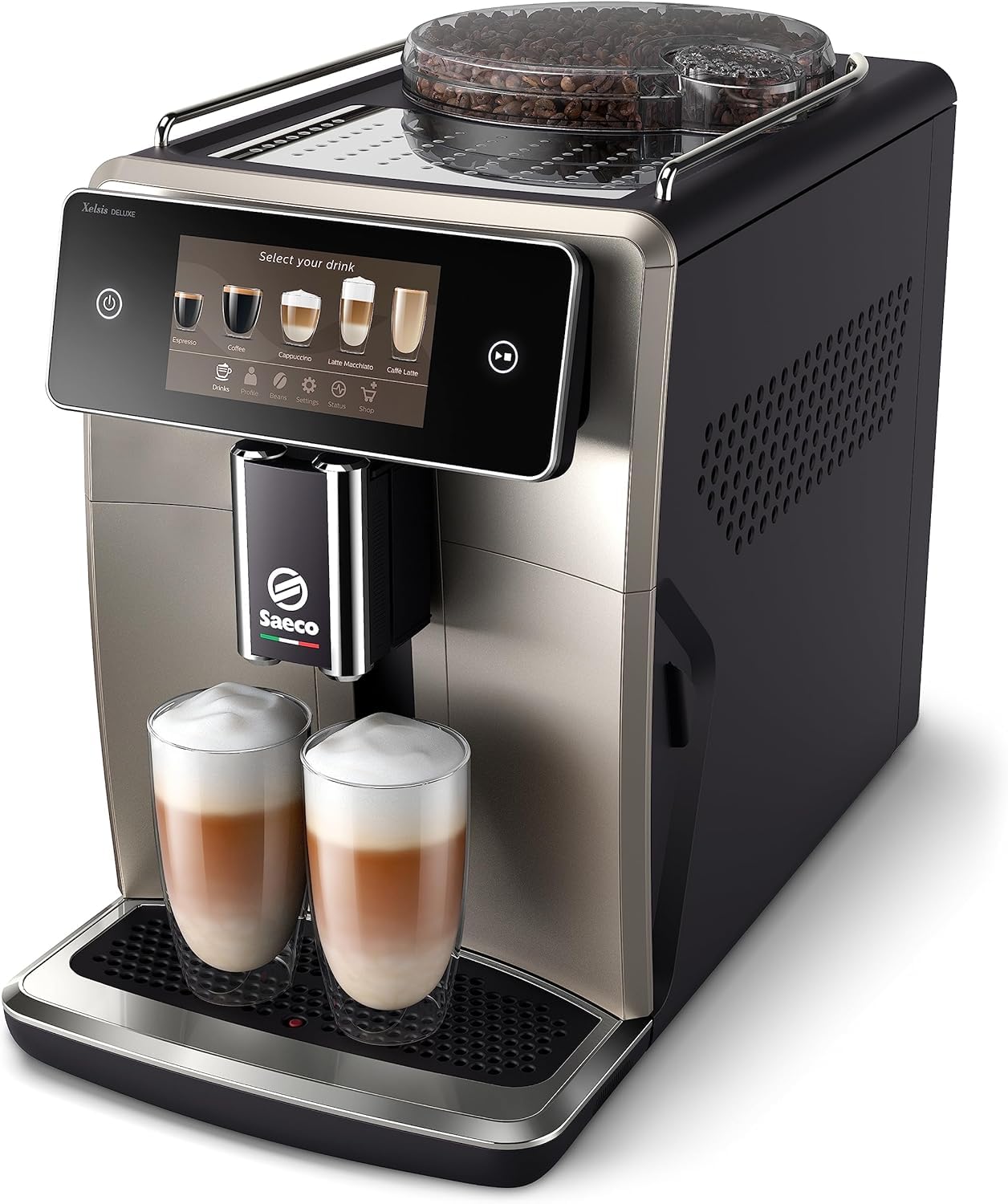 Saeco Xelsis Deluxe Cafetera Superautomática - Wi-Fi Integrado, 22 Variedades de Café personalizables, Pantalla Táctil Intuitiva 5", 8 Perfiles de Usuario, Molinillo de Cerámica (SM8782/30)