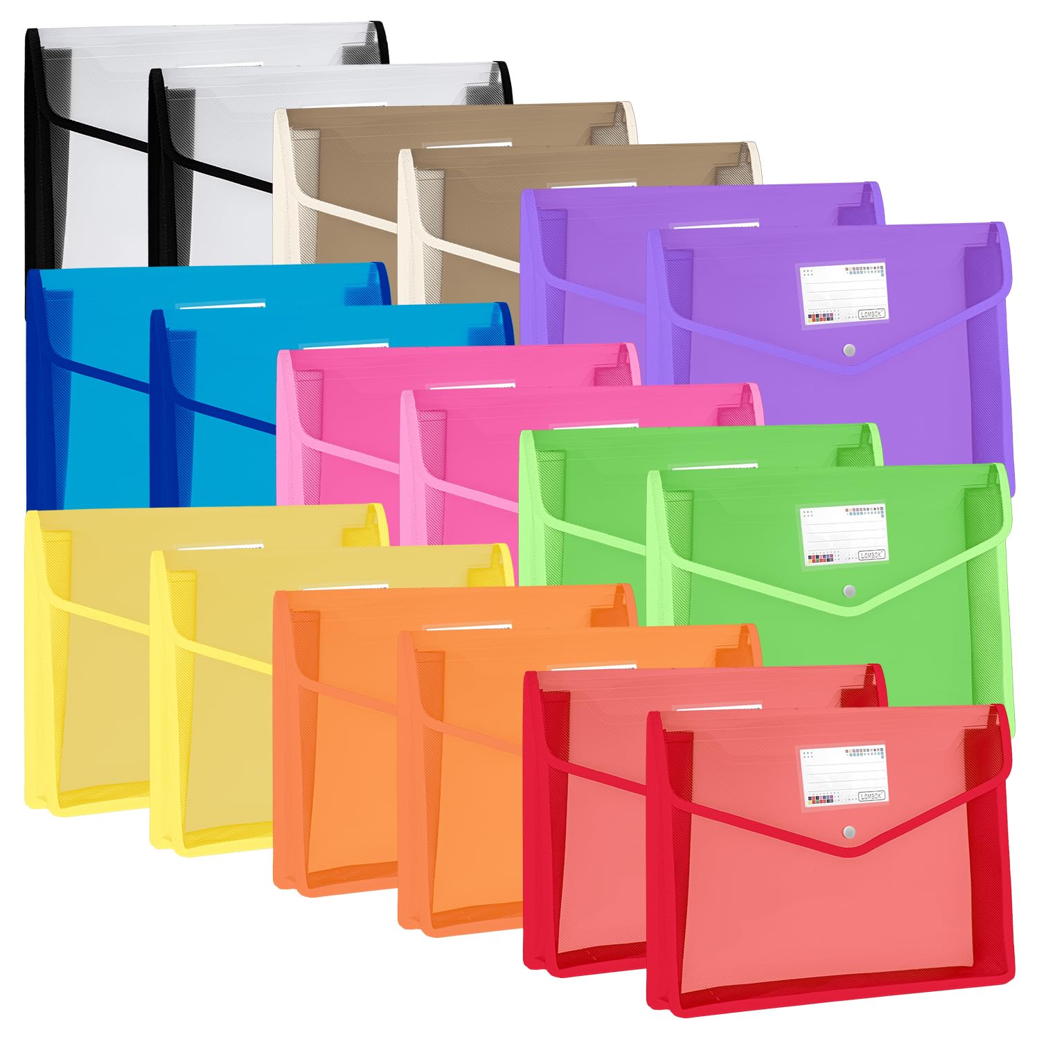 YoeeJob Plastic File Folders Legal Size Expandable Document Folder with Snap Button Closure, A4 Expanding File Wallet Envelopes Pouch with Label