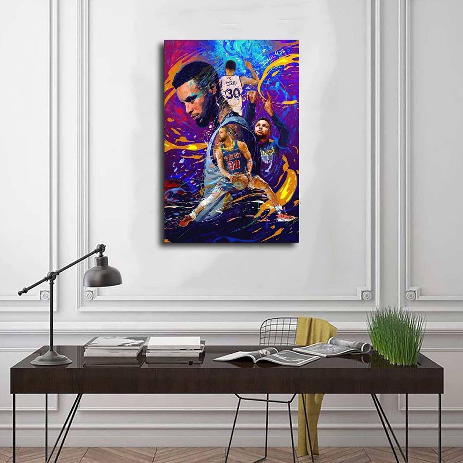 LKJHLK Stephen Curry Poster de basketball sportif 8 - Décoration murale sur toile pour bureau, chambre, maison, dortoir - Cadeau pour garçon et homme - 60 x 90 cm