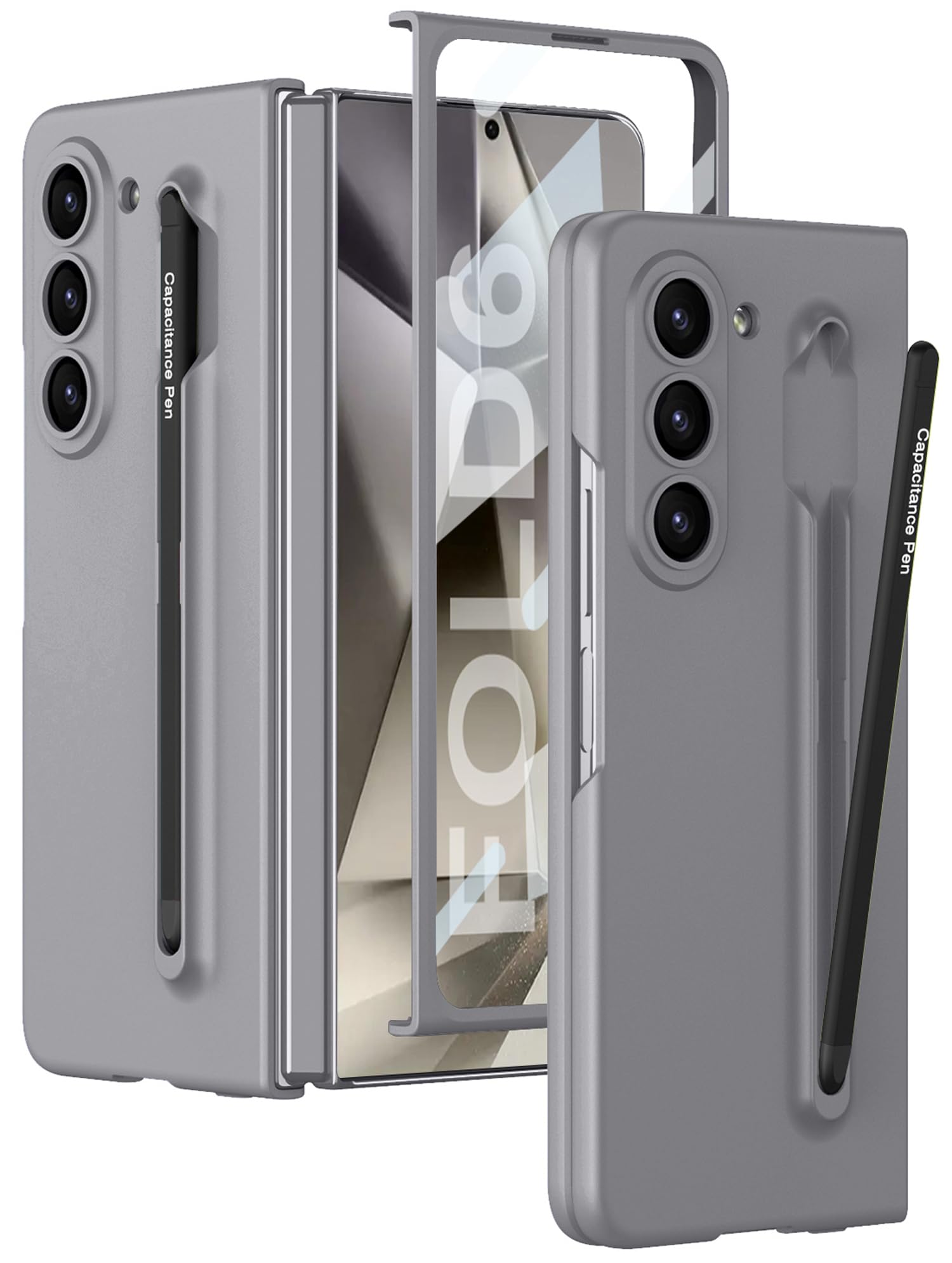 Kapa Contrast Ulta Thin PC Case for Samsung Galaxy Z Fold 6 | Inbuilt S-Pen Holder Stand Hybrid Back Cover (Grey with Black Pen) (B0D9QRMDK9) Amazon Price History, Amazon Price Tracker