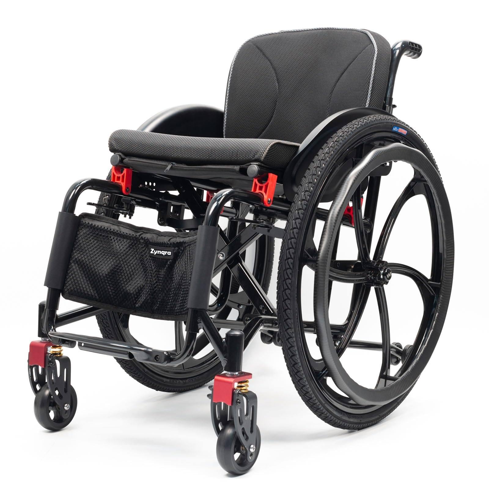 Lekki sportowy wózek inwalidzki (napędzany ręcznie) SeatW38cm | Model składany z napędem ręcznym, koła 24-calowe, regulowany podnóżek, aluminiowa rama, lekki wózek sportowy