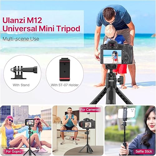 Miniatura 4 de ULANZI M12 - Palo extensible para selfie Gopro, soporte portátil para teléfono celular Vlog con soporte de teléfono y adaptador Gopro, mini