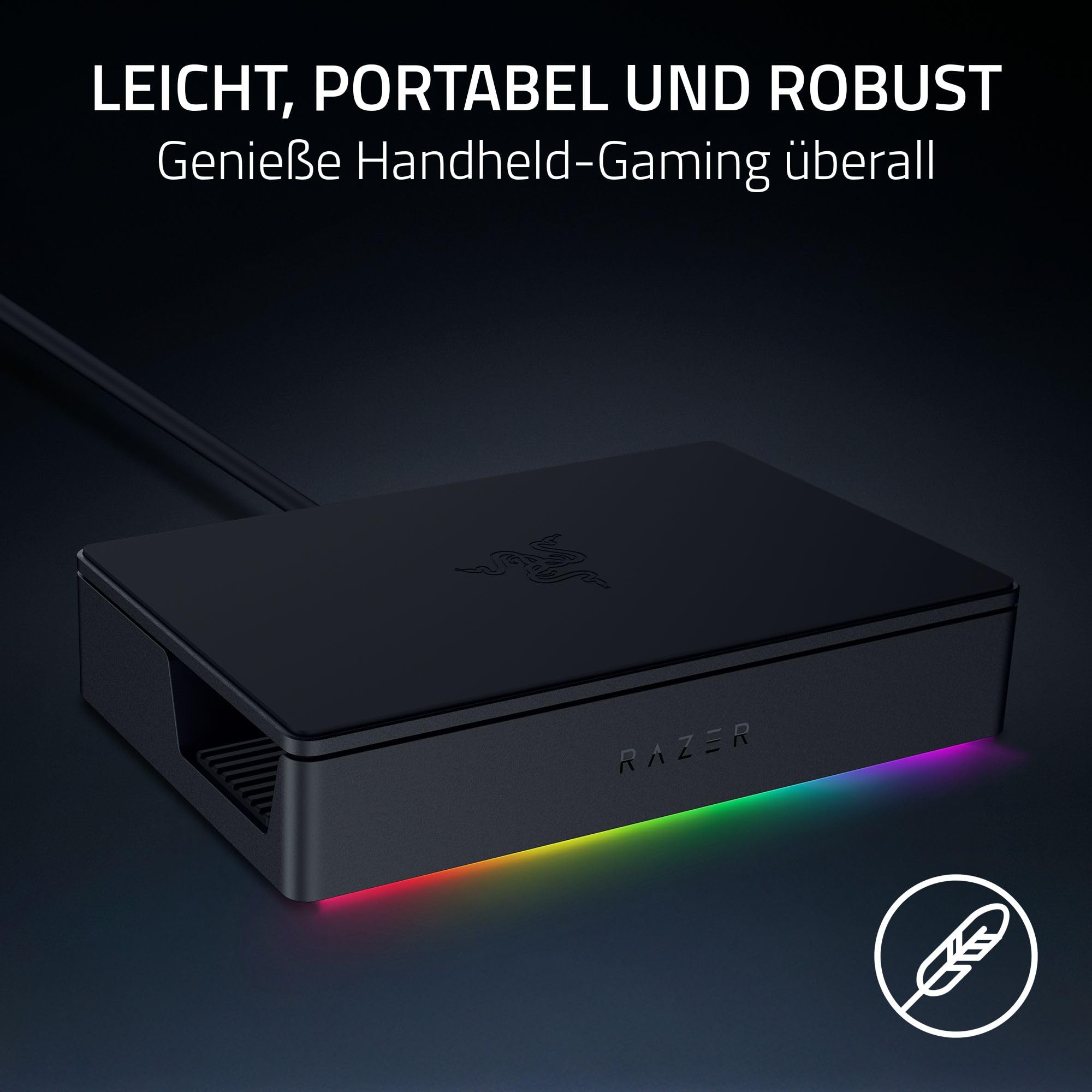 Razer Handheld Dock Chroma - 6-Port HDMI Charging Hub für Mobile Gaming- oder Tablet-Geräte (3X USB A, 1x HMDI, 1 USB-C 100W Passthrough Charging, 1x GbE) Schwarz