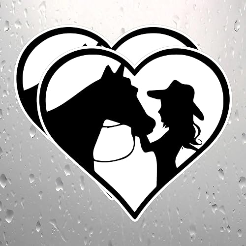 Miniatura 1 de Calcomanía de Sticker Bomb Vinyl de vaquera y caballo en corazón, para automóvil, camión, computadora, en cualquier lugar, vinilo premium para