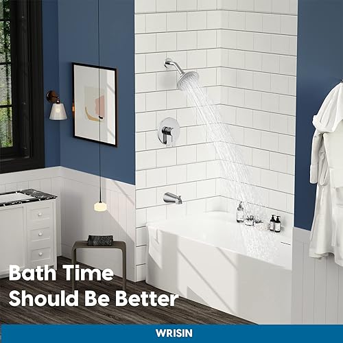 Miniatura 2 de WRISIN Juego de grifo de ducha para bañera con válvula, cabezal de ducha y mango, válvula de ducha y kit de molduras con cabezal de ducha Rian de