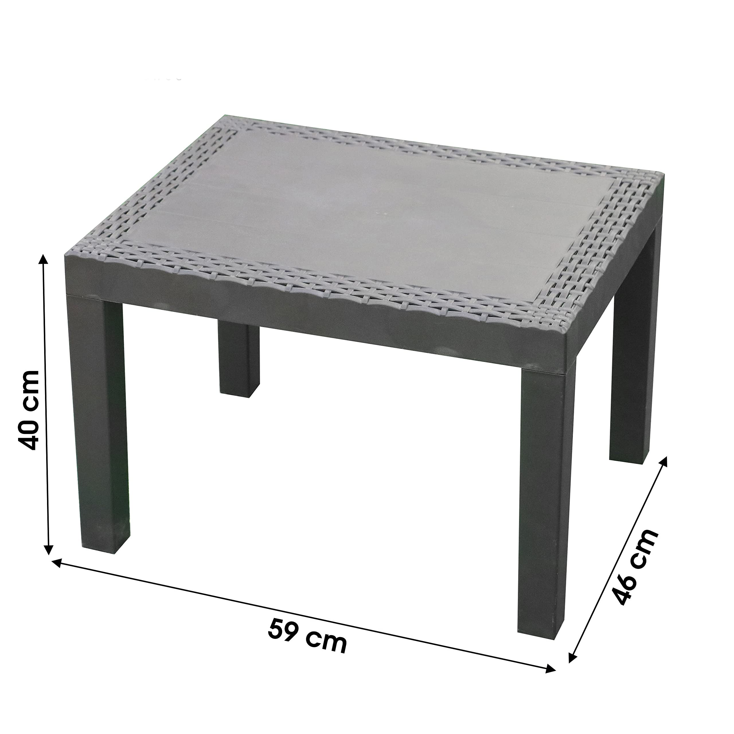 Spetebo Table de jardin Jack anthracite aspect rotin 59x46 cm Table d'appoint plastique résistante intempéries extérieur
