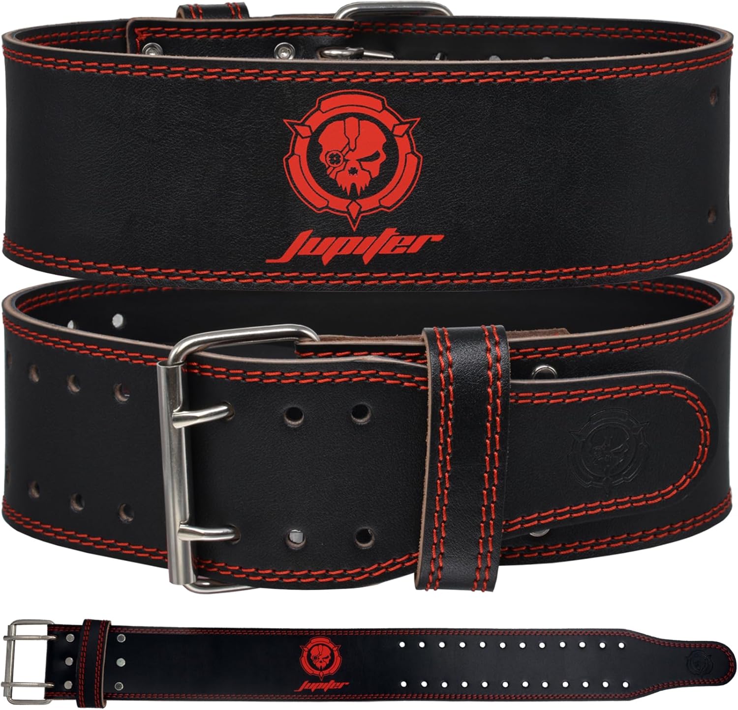 Weight lifting Belt (6mm Thick) - Genuine leather, offering back support. Double-pronged buckle, ideal for weightlifting, powerlifting, squats and deadlifts