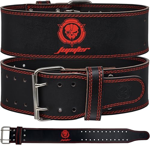 Miniatura 9 de Cinturón para levantamiento de pesas (15,2 cm de ancho) - Piel auténtica, ofrece soporte para la espalda. Hebilla de doble punta, ideal para Blanco