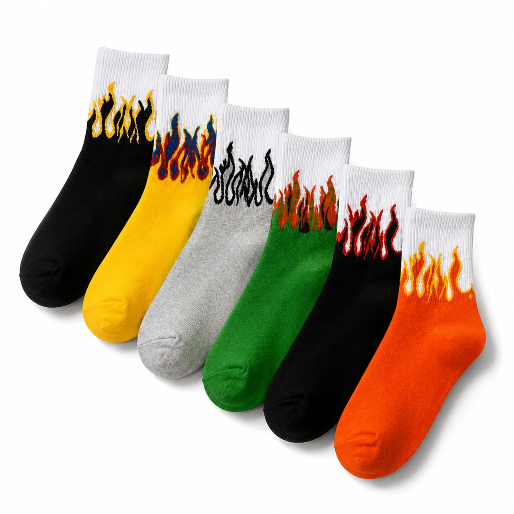 Unisex Flame Design Crew Socks, Multicolor, Size 15 Inches-picture-36